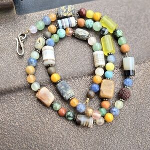 OOAK artisan handcrafted multi bead Rudrasksha bead, genuine stones, and glass